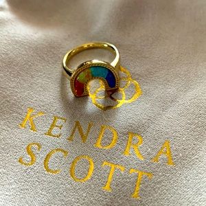 EUC Kendra Scott rainbow Kyocera Opal ring gold size 7